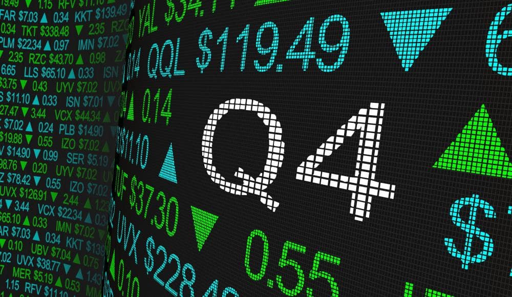 Q4 is a stock market symbol that displays Q4 Results on a screen.