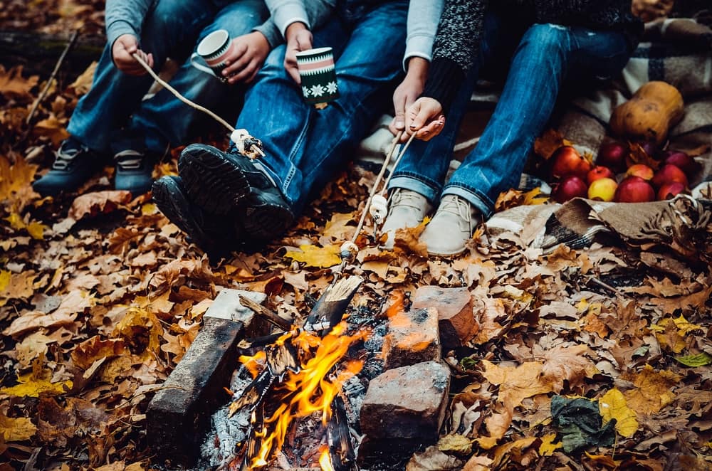 Fall Camping - An Up-Close-And-Personal Look at a Group of People sitting around a campfire in the woods of the Tri-State Area.
