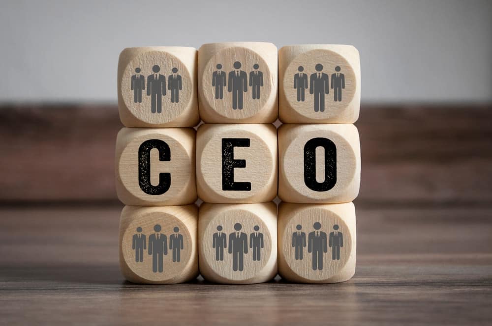 A CEO wooden block.