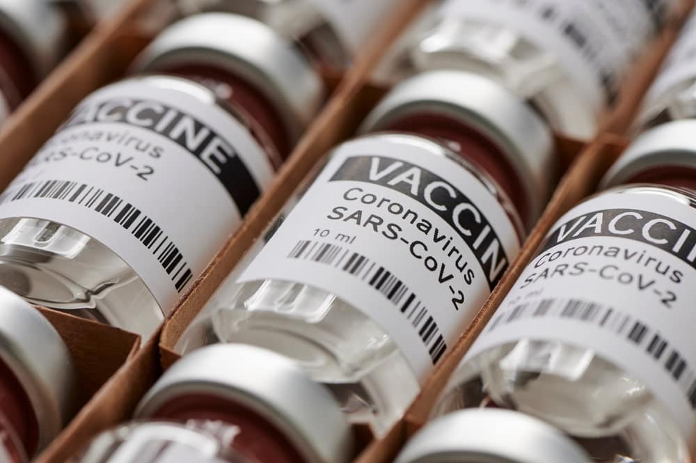 Official Coronavirus vaccines in cardboard boxes.