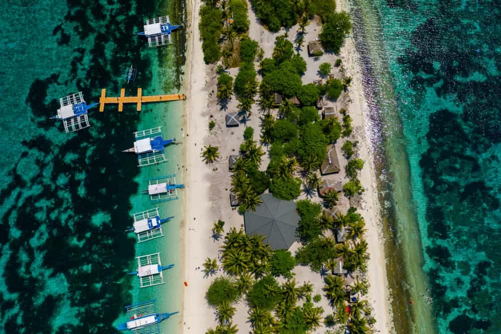 An aerial view of the small island town Matag-ob in the Philippines.