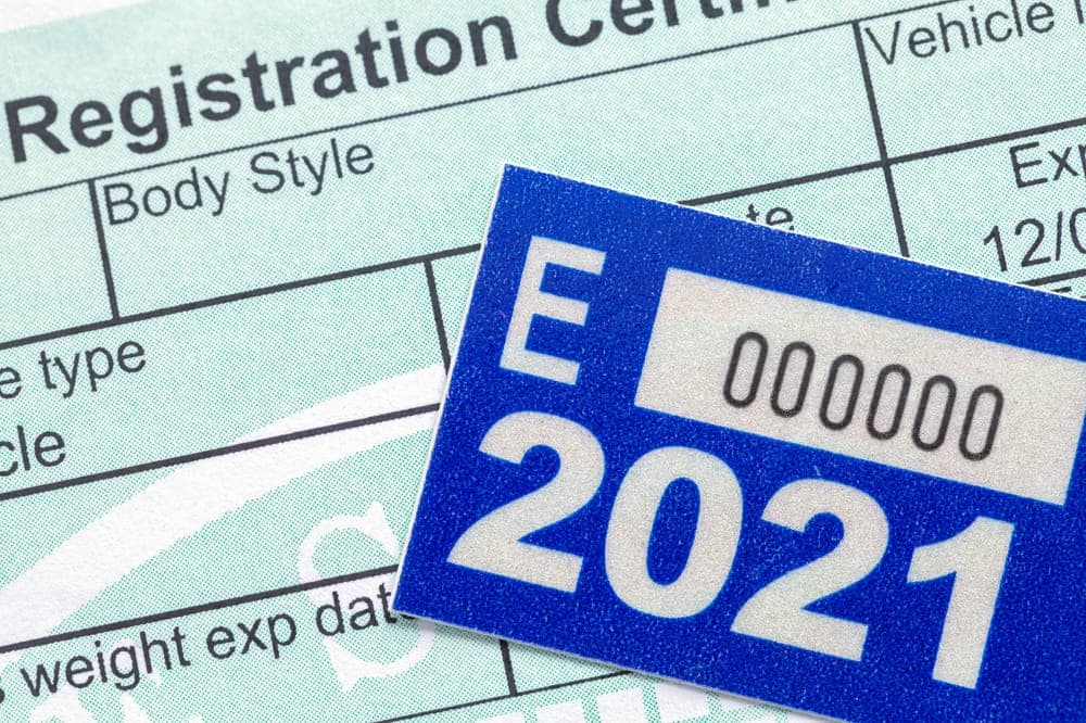 An updated registration certificate displaying a 2021 sticker, in compliance with Road Vehicle Regulations in Australia.