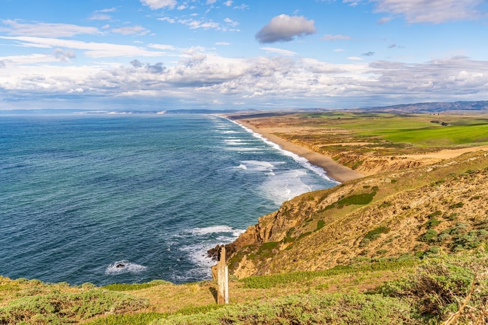 A view of the ocean from the top of Tomales Point.