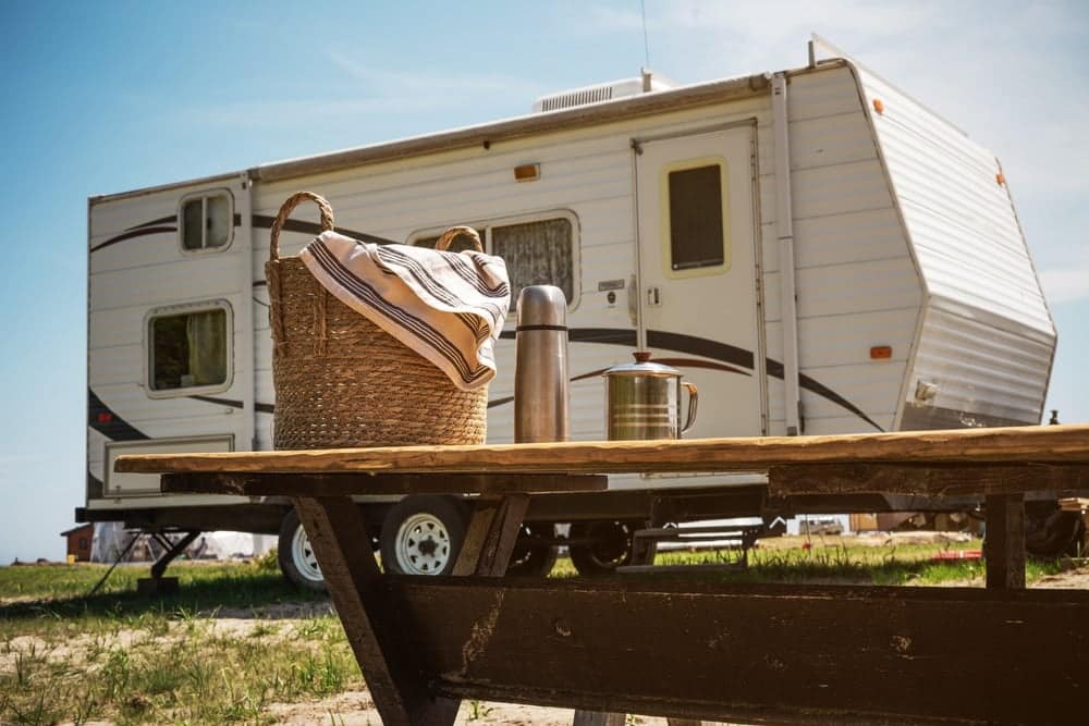 An RV sits next to a picnic table in Washington County. The implementation of the RV Ordinance has been postponed.
