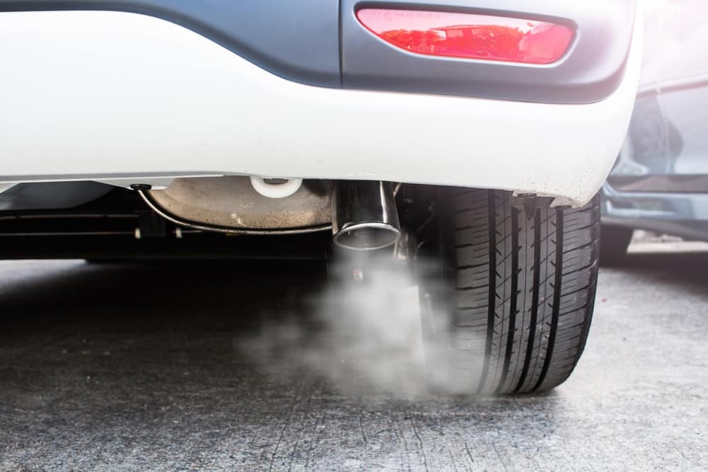 A car complying with California's Vehicle Emissions Rules has a smoke pipe coming out of it.