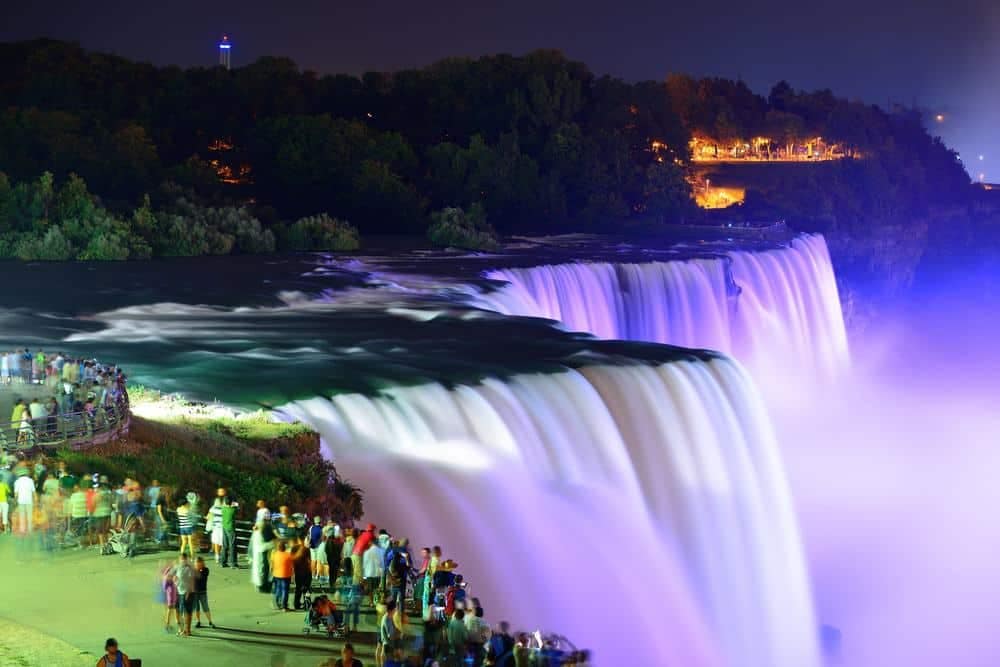 Niagara falls at night.