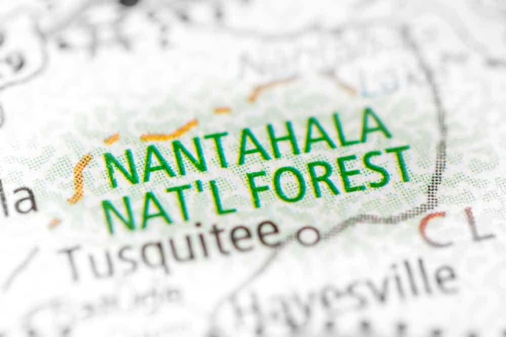 Cable Cove Campground in Graham County on a map within the Nantahala national forest.