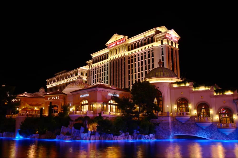 The Las Vegas hotel and casino, a Silver Partner of THOR Industries, is beautifully lit up at night during the RV Dealers Convention/Expo.