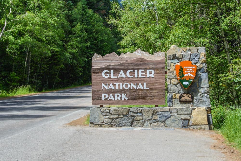 Bridge Rehabilitation Project at Glacier National Park's entrance sign.