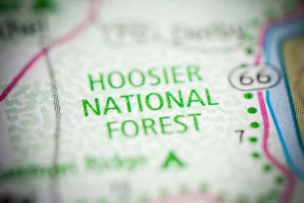 A map of Hoosier National Forest showcasing the outdoor recreation revitalization projects.