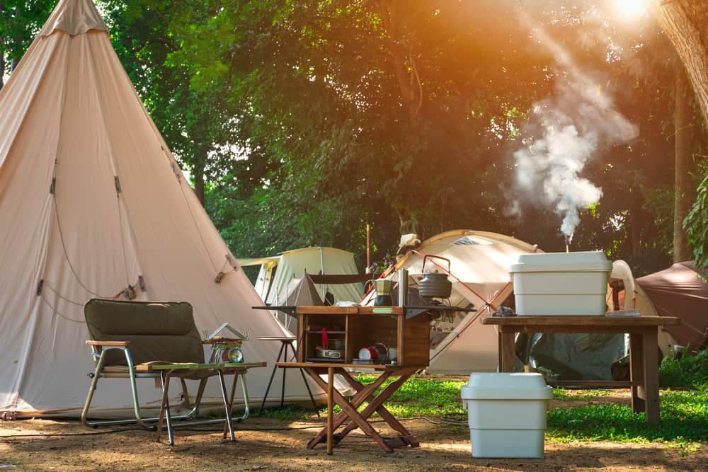 Teepee tents in the woods with Q3 occupancy increase.