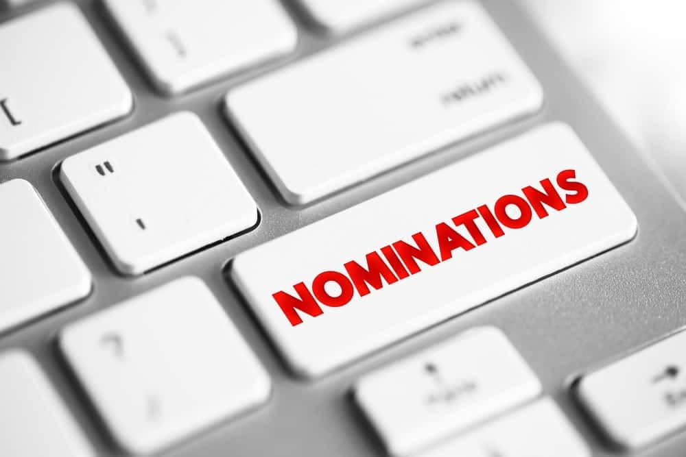 A computer keyboard with the word nominations for Eagle Awards displayed on it.