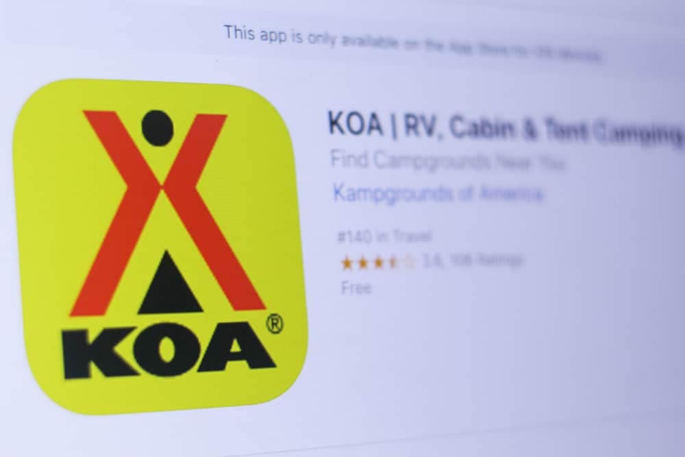 The KOA logo undergoes a revamp and is now displayed on a computer screen as part of the new KOA Rewards program.