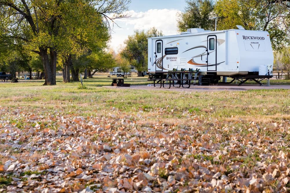 An RV parked in a Danville park approved by the Planning Commission.