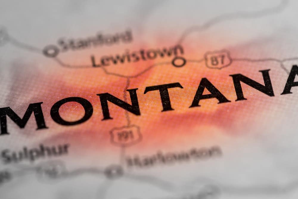 An enhanced map of Montana with the word "Montana" on it, perfect for summer fever and private campground bookings.