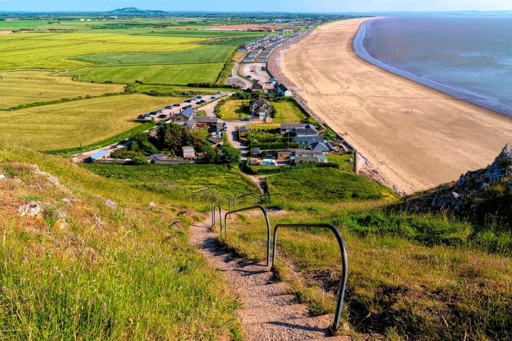 A view from the top of a hill overlooking Burnham Beach.