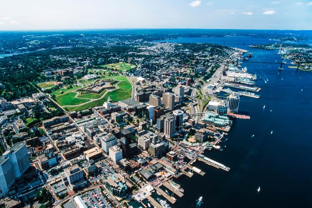 An aerial view of the city of Boston, Massachusetts, showcasing its breathtaking nature and bustling urban environment.