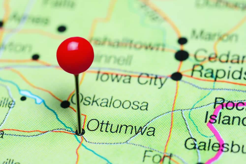 A pin is pinned on a map of Ottawa, Iowa, indicating the location of a New Campground.
