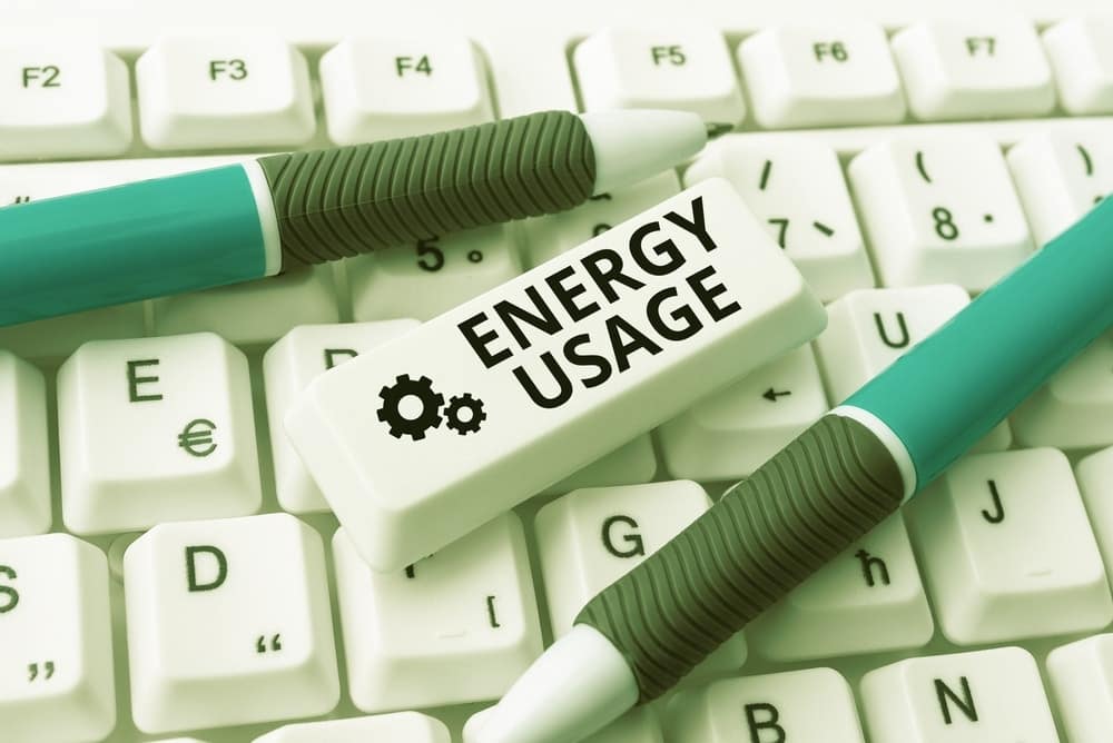 The word energy usage is written on a keyboard for MYSites.