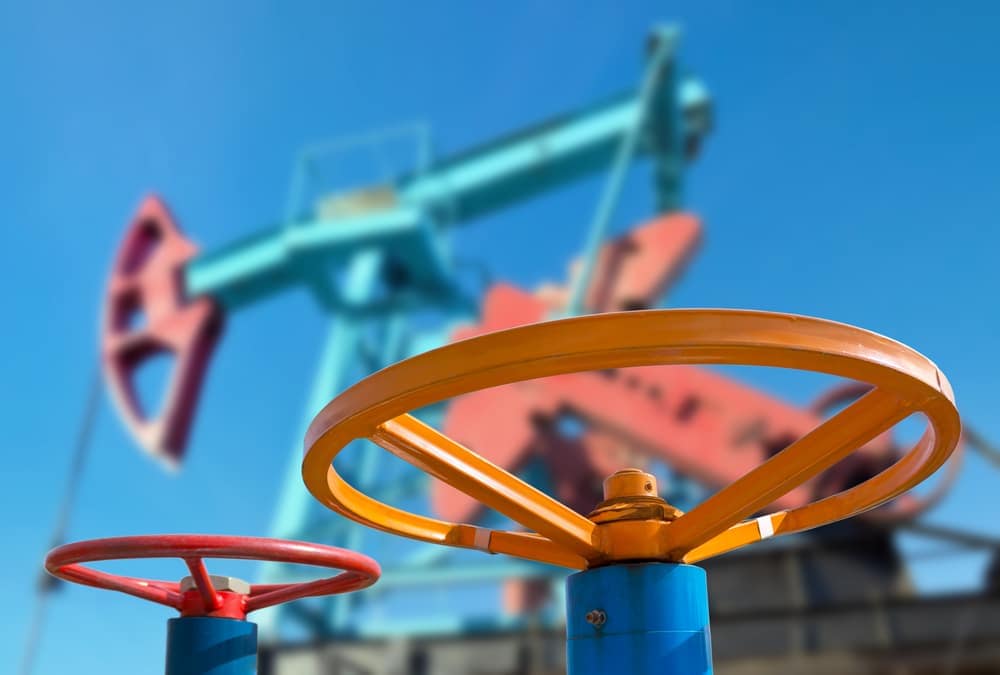 Two oil pumps in front of a blue sky despite the recent U.S. bans on Russian oil imports.