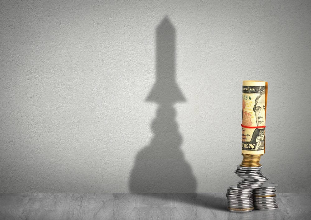 An electric RV startup innovatively puts a rocket atop their stack of money.