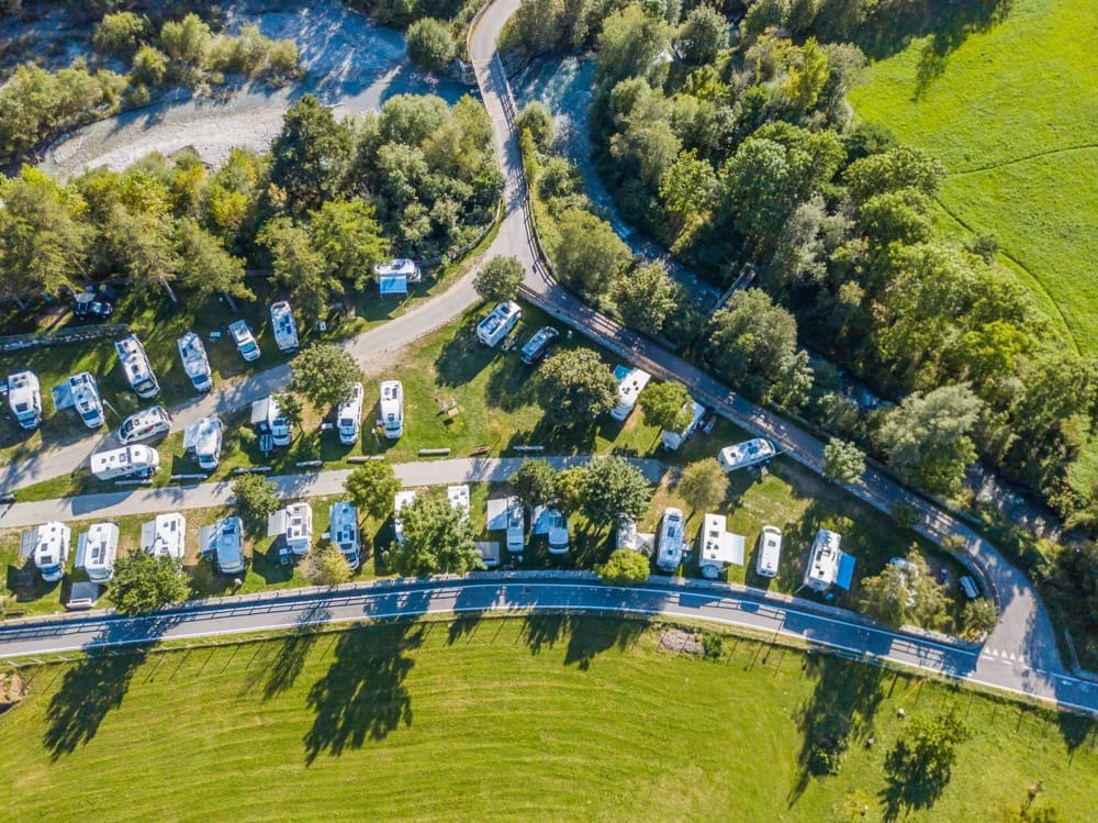 A proposed aerial view of a 50-acre RV resort.