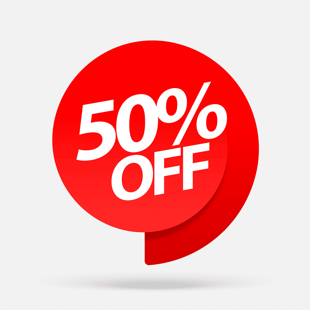A 50% off sale sign advertising Half-Priced Annual Season Passes for Colorado Residents at the Royal Gorge Bridge, placed on a white background.