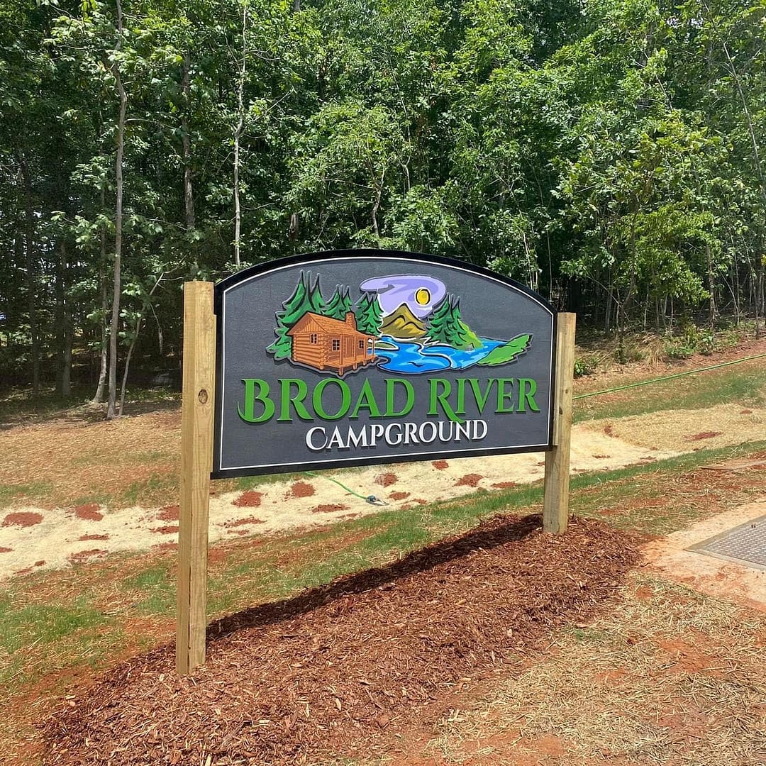 Broad River Campground's new pool sign showcases their expanded offerings.