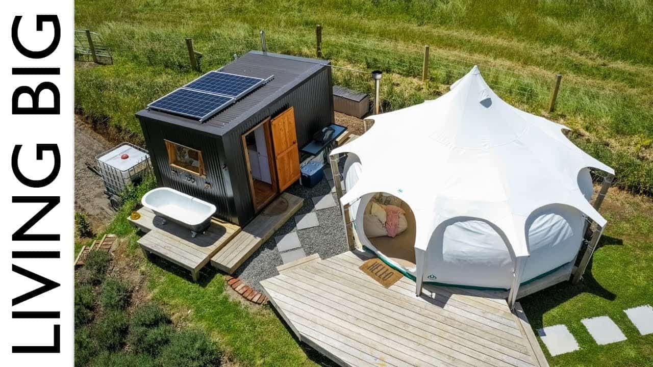 Living luxuriously in a yurt on a farm getaway.