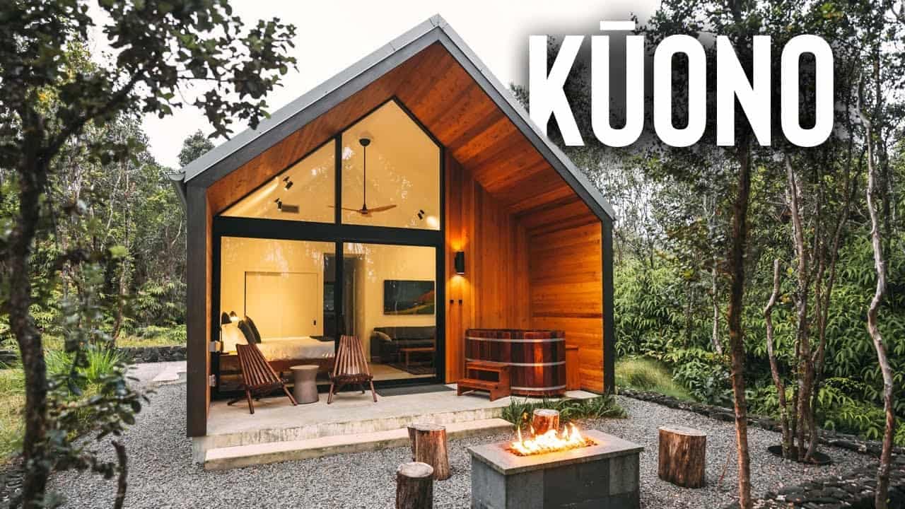 Kūono Cabin, a cozy Forested Airbnb getaway with fire pit.