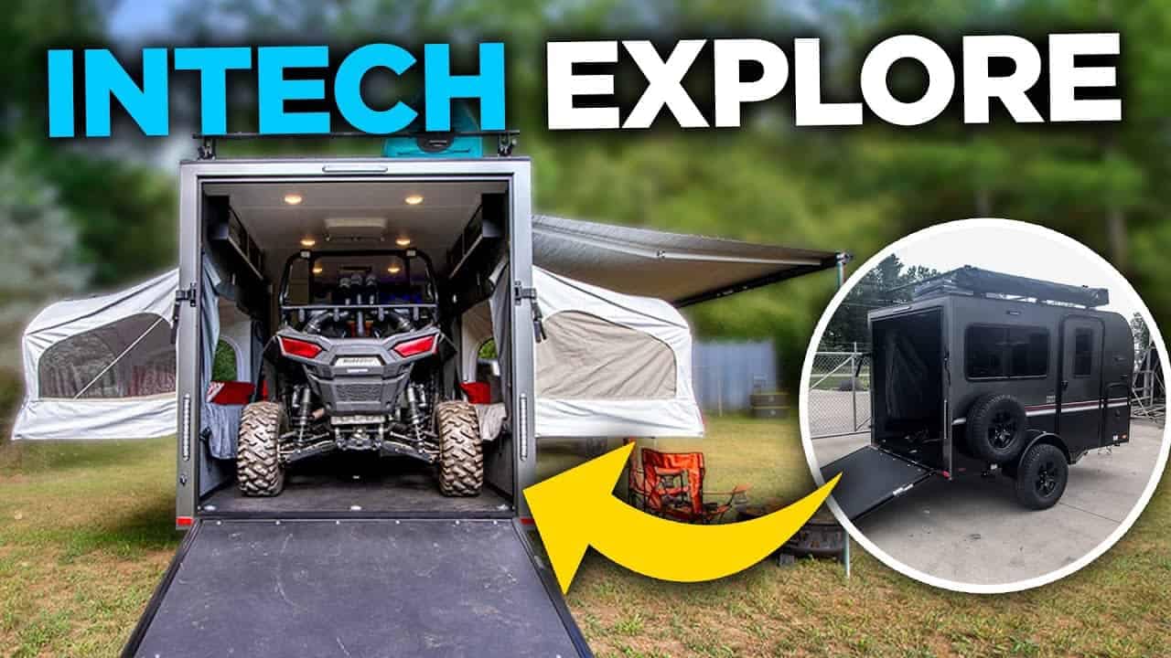 A Multi-Purpose trailer with the words intech explore on it.