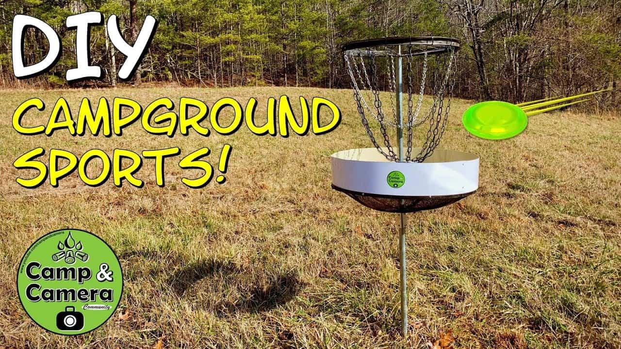 DIY camp ground sports with a DIY frisbee.