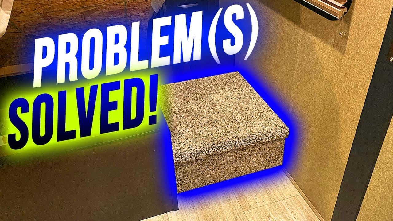 A simple solution in the form of a stool with the words problem's solved in front of it.