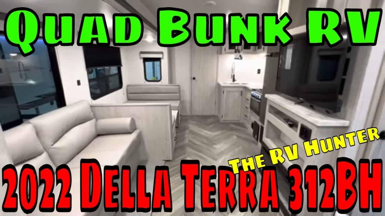 Join us on a thrilling 2022 RV tour as we explore the luxurious features of the Della Terra quad bunk RV. This spacious and comfortable RV is designed to accommodate large families or groups with its