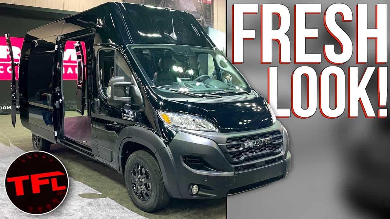 A 2023 RAM ProMaster van with a fresh look and better fuel economy, adorned with the words "fresh look" on it.