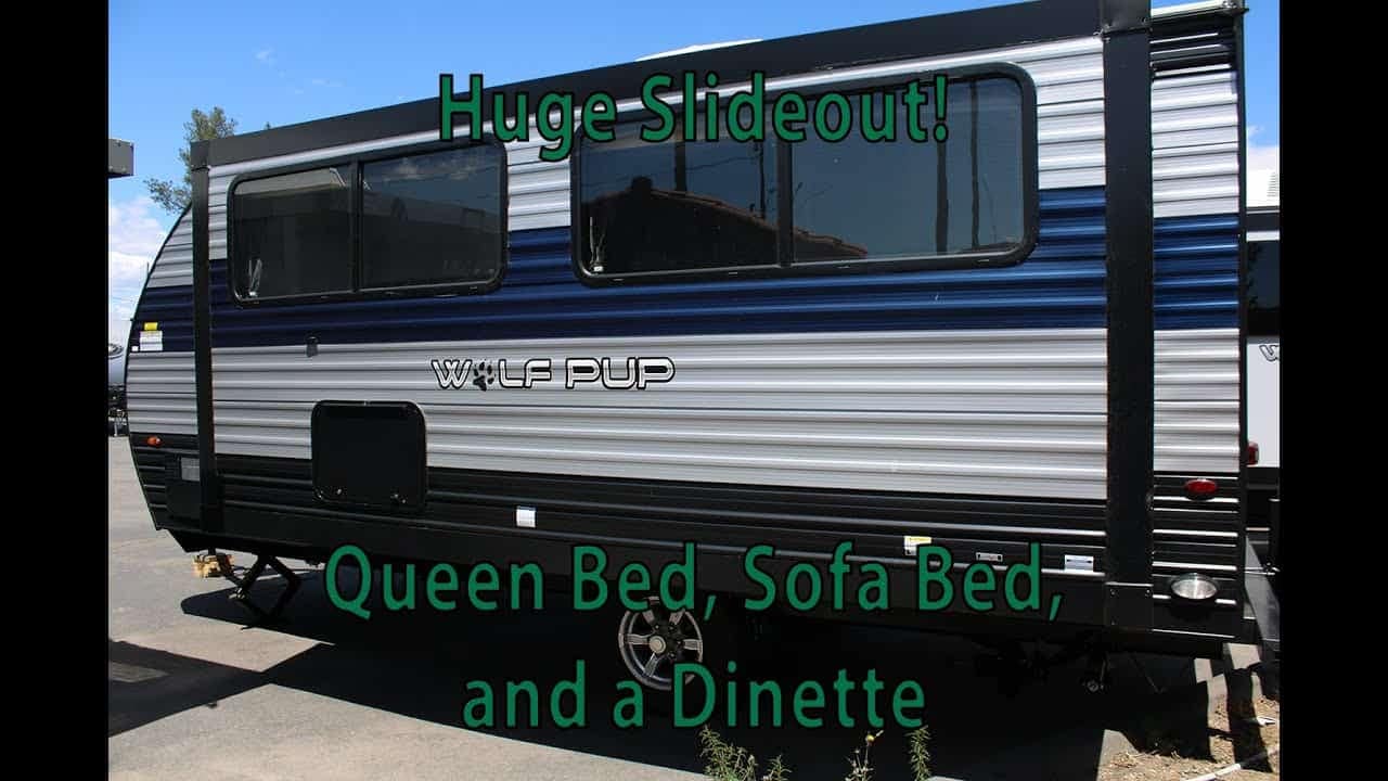 2022 Forest River Wolf Pup 18TO: A RV with a queen bed, sofa bed, and a dinette. Enjoy an RV tour of this spacious and versatile vehicle.