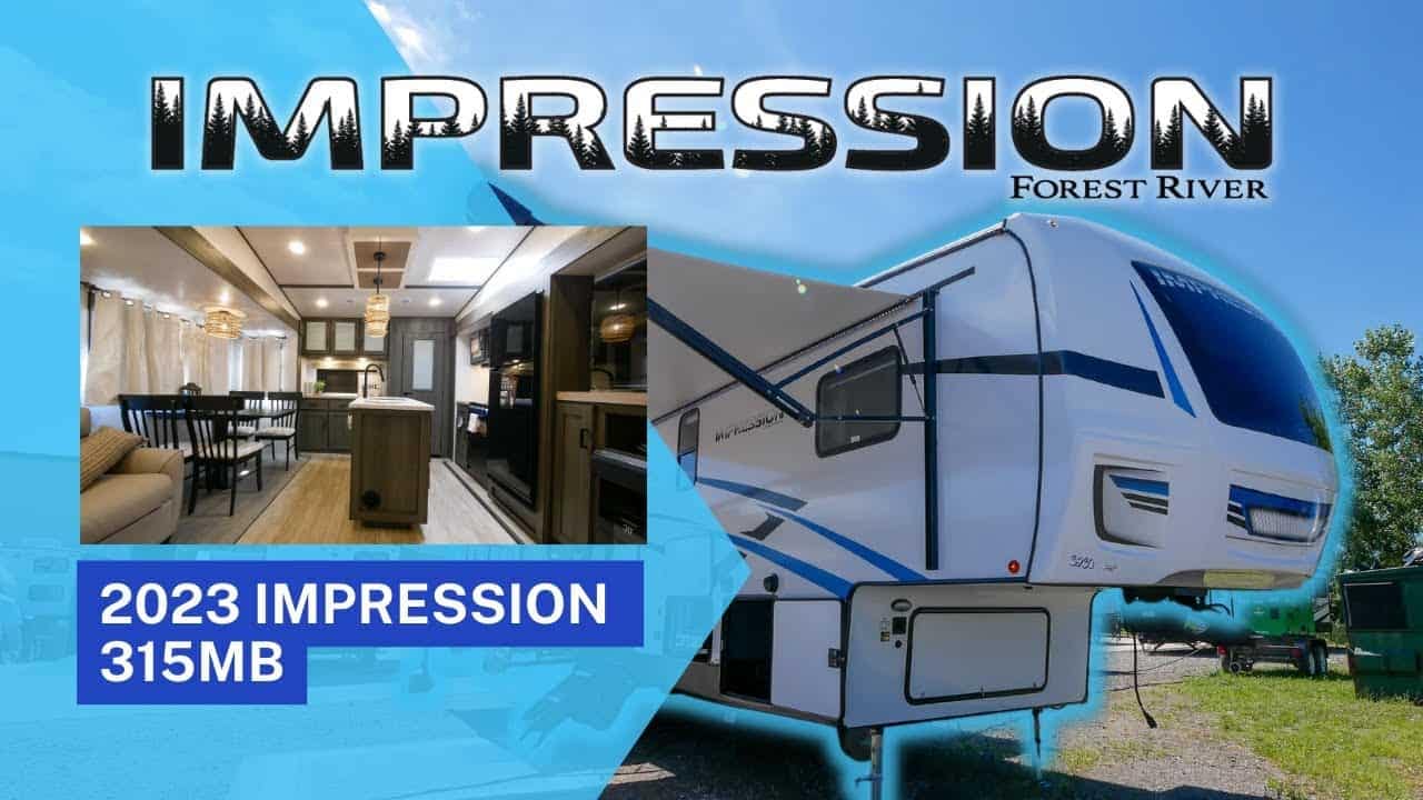 A picture of an RV with the words "Impression" on it.