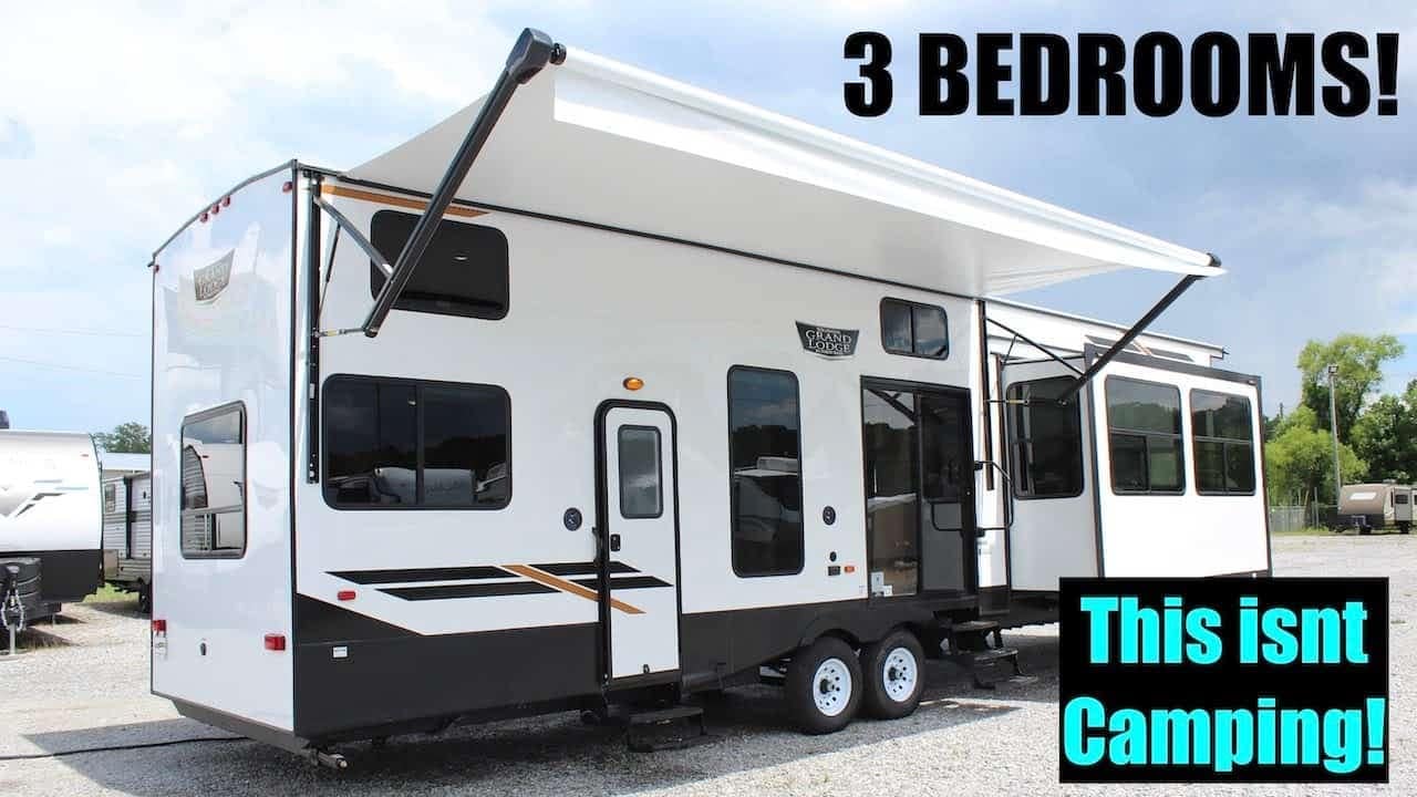 Take a tour of the spacious 2022 Forest River RV Wildwood Grand Lodge featuring the luxurious 42FLD floor plan with 3 bedrooms and a convenient slide out.