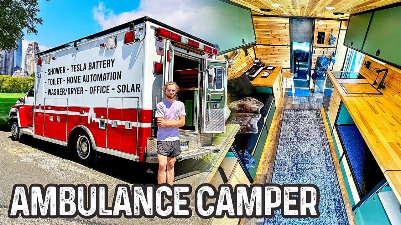 An Ambulance Conversion, known as a Campulance, featuring a man standing next to it.