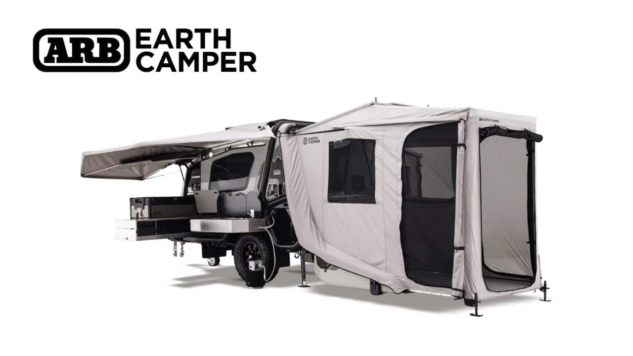 The Earth Camper, an off-road adventure vehicle, is portrayed on a white background.