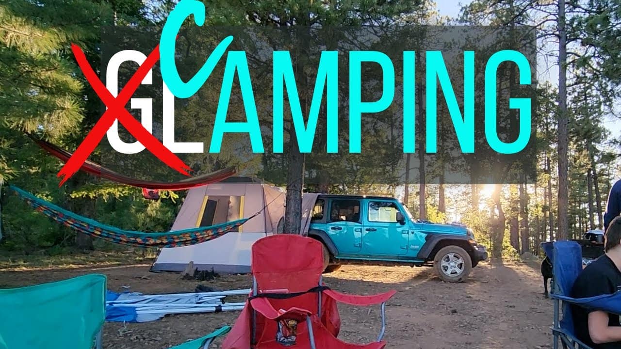 A group of people enjoying nature while camping in a tent with the words xglamping.