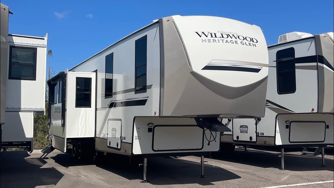 2019 Wildwood Heritage Glen 375FAM RV with Two Full Bedrooms.