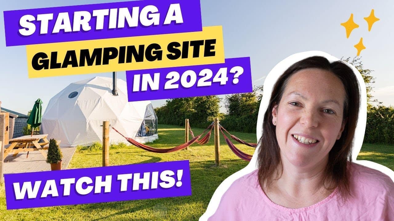 Entrepreneurial woman offering Auto Draft advice on starting a glamping site in 2024.