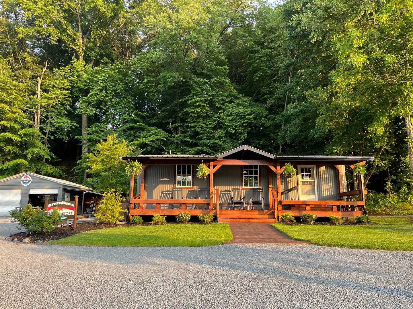 A small cabin in the woods, nestled near the tranquil Riverwalk at Yadkin RV Park. Experience the charm of this innovative campground through a virtual tour. Perfect for those seeking a peaceful retreat