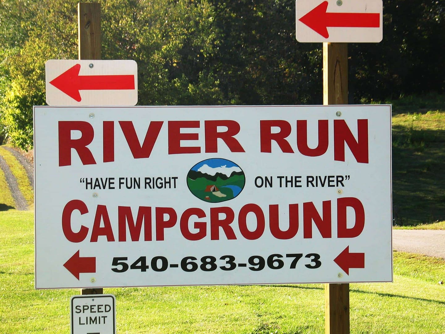 River Run Campground Expansion sign.