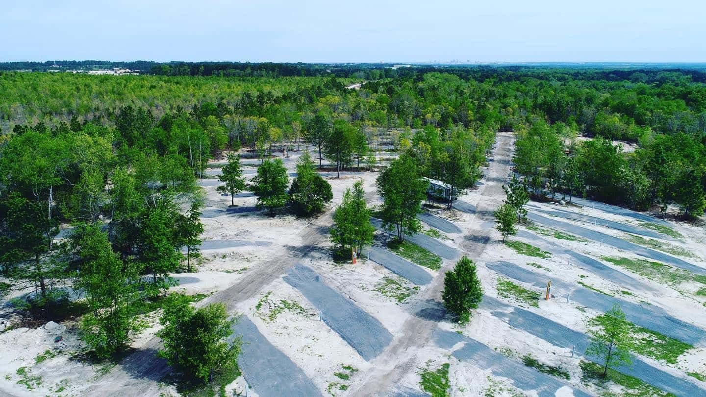 An aerial view of a forest.