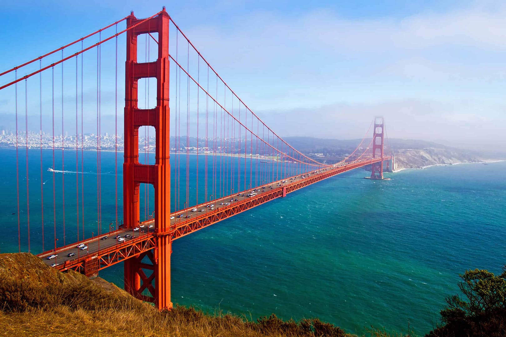 The stunning views of the Golden Gate Bridge in San Francisco, California.