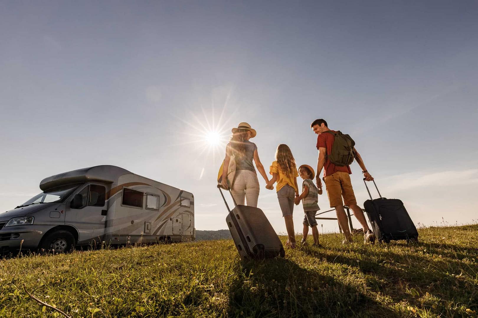 A family of travelers with an RV, ready for adventure at the Queensland Festival.