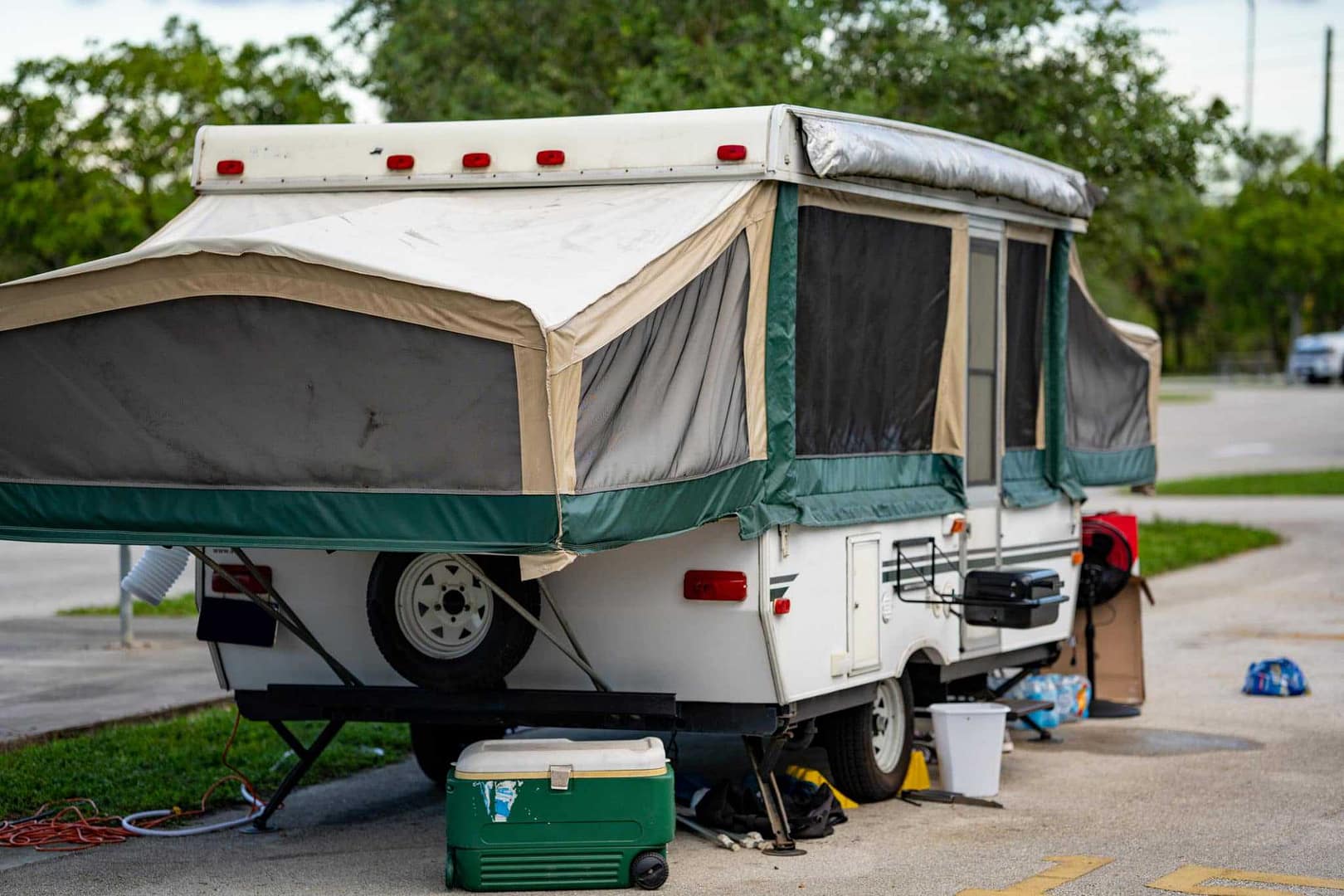 A Seattle RV parked on the side of the road.