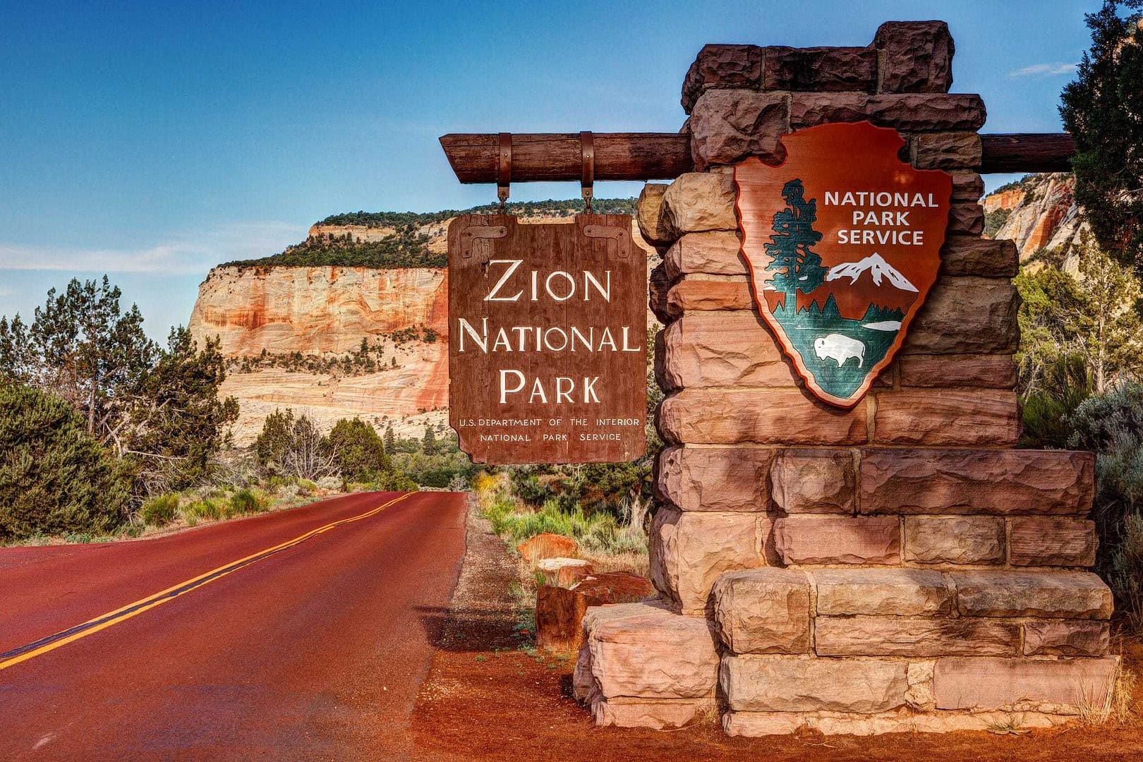 The entrance to zion national park.